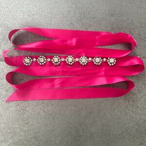 Rosebud Fashion Bridal Belt in Azalea/Silver Style BM 1624